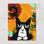 TUXEDO CAT ART & SUNFLOWER PANDA KAT BRIEFKAARTEN (Voorkant)