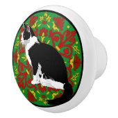 Tuxedo Cat Baroque Keramische Knop (Rechts)