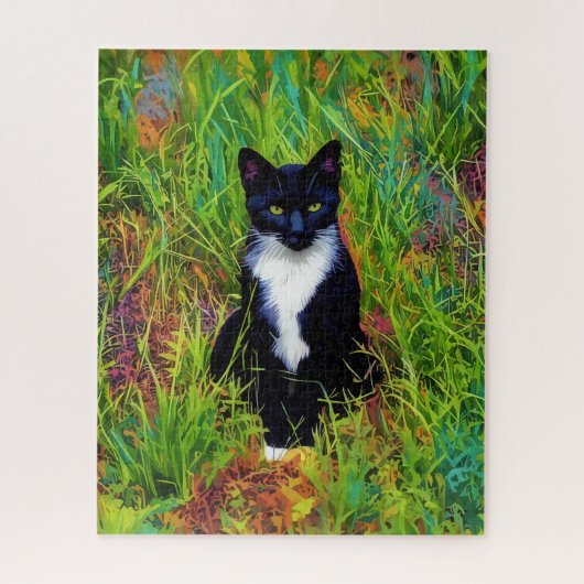 Tuxedo Cat Black and White Cat Pop Art Puzzle (Vertical)