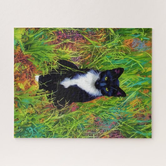 Tuxedo Cat Black and White Cat Pop Art Puzzle Legpuzzel (Horizontaal)