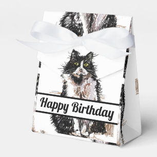 Tuxedo Cat Black Birthday Cats Cake Favor Box Bedankdoosjes