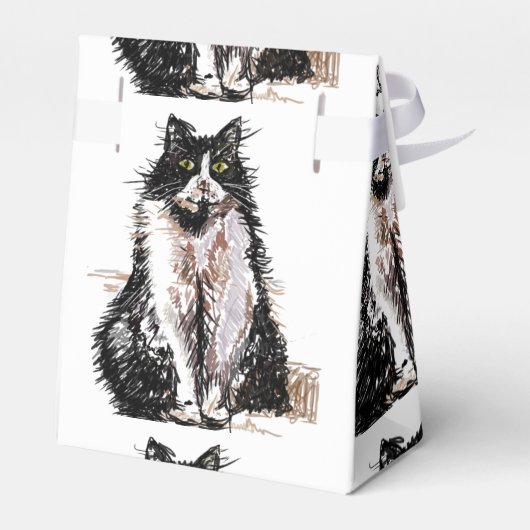 Tuxedo Cat Black Birthday Cats Cake Favor Box Bedankdoosjes (Achterkant)