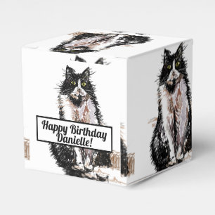 Tuxedo Cat Black Birthday Cats Cake Favor Box Bedankdoosjes