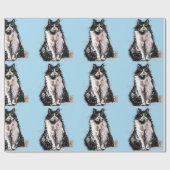 Tuxedo Cat Black en White Cats Blue Lovers Cadeaupapier (Vlak)