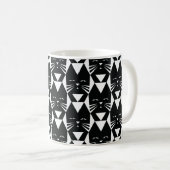 Tuxedo Cat Black en White Geometric Pattern Koffiemok (Voorkant rechts)