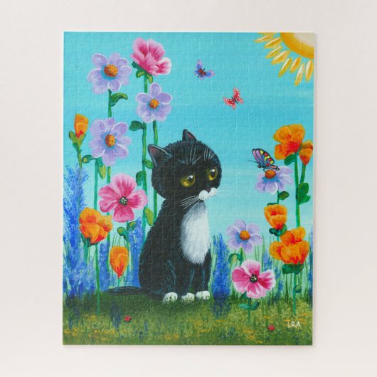 Tuxedo Cat Butterfly Art Legpuzzel (Verticaal)