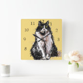 Tuxedo Cat Cats Art Animal Childs Nursery Room Vierkante Klok (Huis)