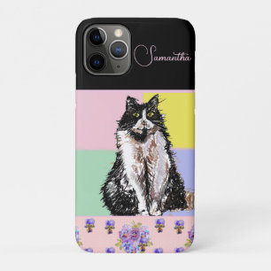 Tuxedo Cat Cats Pastel Roze Meisjes iPhone 11 Pro Hoesje
