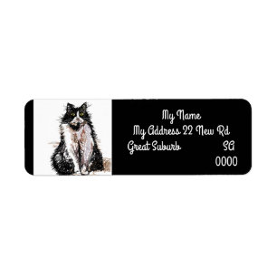 Tuxedo cat Chats Art Retourner l'adresse Étiquette