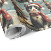 Tuxedo Cat Christmas  Beach Cadeaupapier (Rol Hoek)