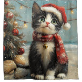 Tuxedo Cat Christmas  Beach Douchegordijn (Voorkant)
