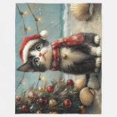 Tuxedo Cat Christmas  Beach Fleece Deken (Voorkant)