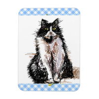 Tuxedo Cat Cute Drawing Black and White Cats Kaart