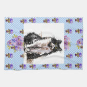 Tuxedo Cat Cute Drawing Black White Cats Theedoek (Horizontaal)