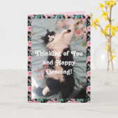 Tuxedo Cat Cute Funny Denking You Love Card Kaart (Gele Bloem)