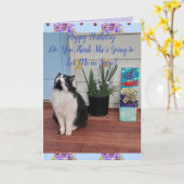 Tuxedo Cat Cute Funny Floral Happy Birthday-kaart Kaart (Gele Bloem)