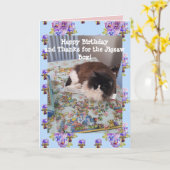 Tuxedo Cat Cute Funny Slapende Jigzaakkaart Kaart (Gele Bloem)