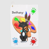 Tuxedo Cat en Paint Palette Golfhanddoek (Voorkant)