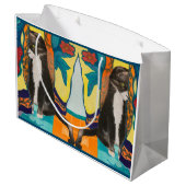 Tuxedo Cat Folk Art Groot Cadeauzakje (Achterkant Gekanteld)