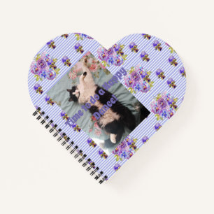 Tuxedo Cat Funny Cute Floral Happy Dance Notitiebo Notitieboek