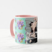 Tuxedo Cat Funny Happy Dance Anniversaire Mug Aqua (Devant gauche)