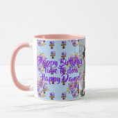 Tuxedo Cat Funny Happy Dance Anniversaire Mug Blue (Gauche)