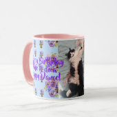 Tuxedo Cat Funny Happy Dance Anniversaire Mug Blue (Devant gauche)