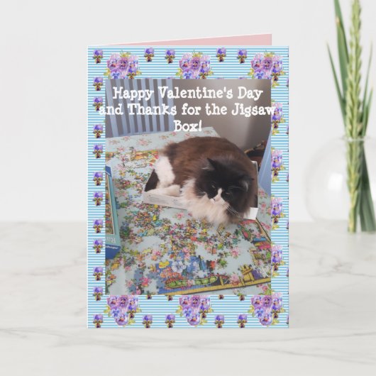 Tuxedo Cat Funny Jigsaw Cats Valentines Day Kaart (Voorkant)