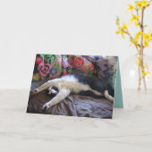 Tuxedo Cat Funny Mexican Wave Cute Birthday Card Kaart (Gele Bloem)