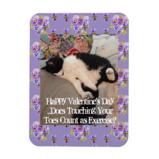 Tuxedo Cat Funny Touching Toes Valentines Day Magneet