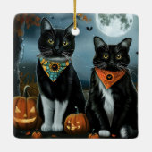 Tuxedo Cat Halloween Spooky Keramisch Ornament (Achterkant)