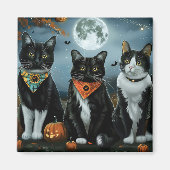 Tuxedo Cat Halloween Spooky Magneet (Voorkant)