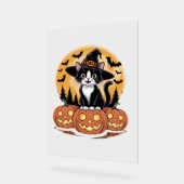 Tuxedo Cat Halloween Witch Schattigee pompoenen Es Acryl Bord (Hoek)