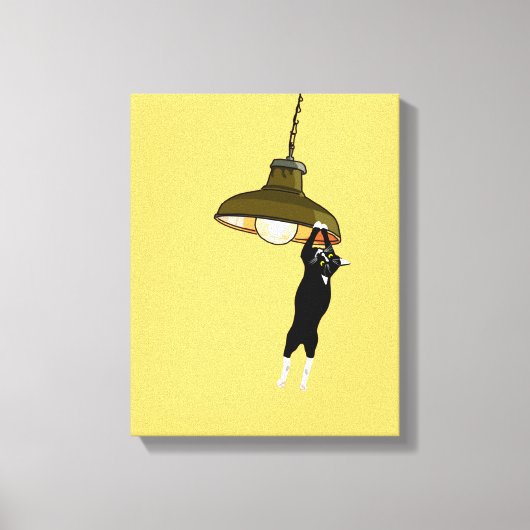 Tuxedo Cat Hanging op lamp Canvas Afdruk (Voorkant)