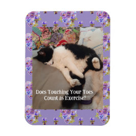 Tuxedo Cat Happy Birthday Touch Toes Card Magneet