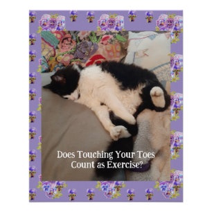 Tuxedo Cat Happy Birthday Touch Toes Card Perfect Poster