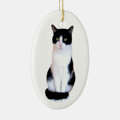 Tuxedo Cat Keramisch Ornament (Rechts)