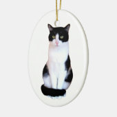 Tuxedo Cat Keramisch Ornament (Links)