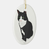 Tuxedo Cat Keramisch Ornament (Rechts)