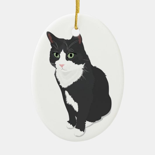 Tuxedo Cat Keramisch Ornament (Voorkant)
