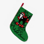 Tuxedo Cat Kerstmis Kleine Kerstsok (Voorkant (Hangend))