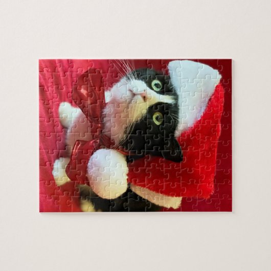 Tuxedo Cat Kerstmis Puzzle Legpuzzel (Horizontaal)