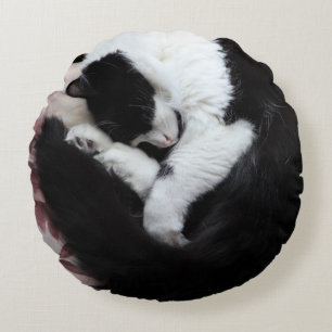 Tuxedo Cat Kitty Cats Black en White Caturday Rond Kussen