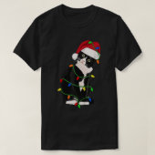 Tuxedo Cat Meow Santa Tuxie kerstboomverlichting T-shirt (Design voorkant)