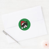 Tuxedo Cat Merry kerst Ronde Sticker (Envelop)