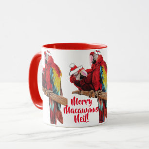 Tuxedo Cat Merry Kerstmis Macaw Red Mok