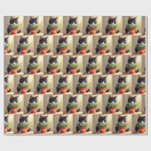 Tuxedo Cat met Catnip Plant Cadeaupapier (Vlak)