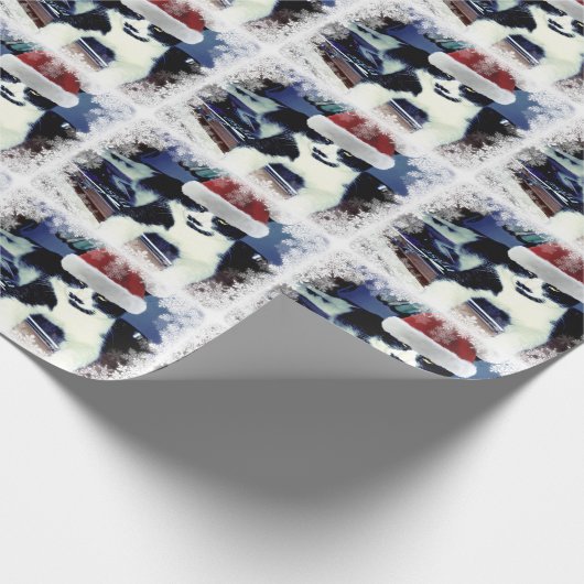 Tuxedo Cat met Sinterhat-glanzend opvulpapier Cadeaupapier (Hoek)