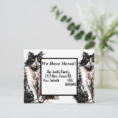 Tuxedo Cat New Address Briefkaart, we gaan verder Briefkaart (Staand voorkant)