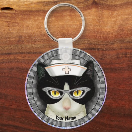 Tuxedo Cat Nurse sleutelhanger (Voorkant)